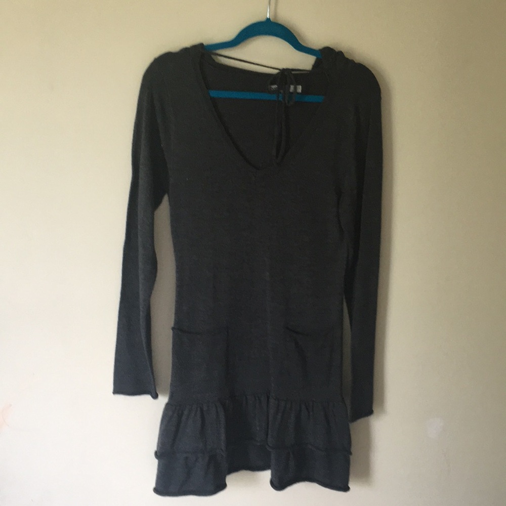 Hooded Pullover Sweater Dress with Pockets